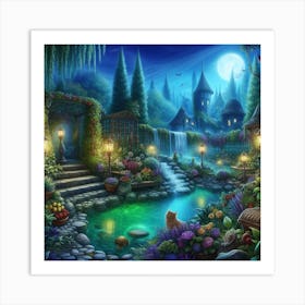 Fairy Garden At Night Art Print