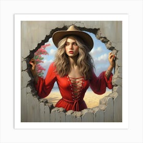 Girl In A Red Dress 1 Art Print