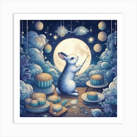 Bunny In The Moonlight Art Print