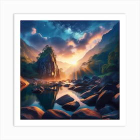 Sunrise In The Mountains 1 Art Print