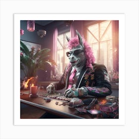 Unicorn On A Computer Art Print