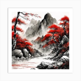 Chinese Landscape Mountains Ink Painting (39) 1 Art Print