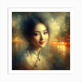 Everlasting Bloom: A Portrait of Enigmatic Beauty Art Print