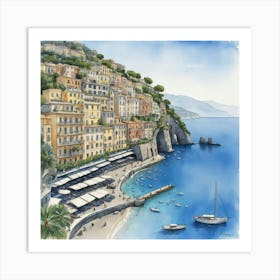 Sorrento Italy Blue Drawing Art Print 1 1 Art Print