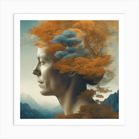 Portrait Of A Woman With Trees Art Print