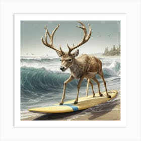 Deer Surfboard 1 Art Print