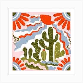 Psychedelic Desert Cactus Art Print