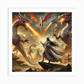 Dragons Of The Sky Controlled By Empress Lian Art Print