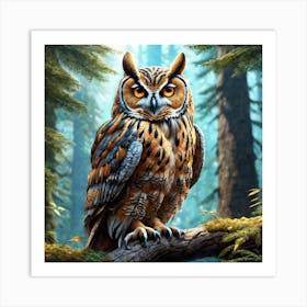 Owl In The Forest 217 Art Print