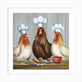 Chic Chickens Cooking Class Print Art And Wall Art Art Print