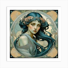 Art Nouveau Girl 6 30x30in 8280x8280px 18mb Art Print