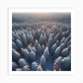 Winter Forest With Visible Horizon And Stars From Above Drone View Unreal Engine Greg Rutkowski (3) Art Print