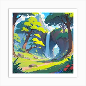 Waterfall In The Forest Art Print