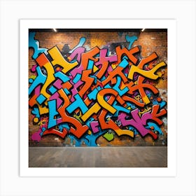 Urban Echoes: Graffiti Tales on Brick Walls Art Print