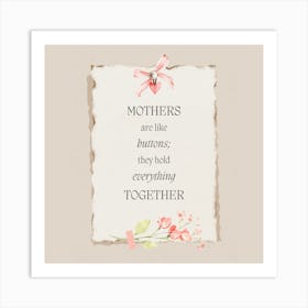 Beige And Pink Watercolour Illustrated Mother S Day Framed Art Art Print