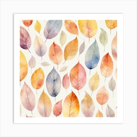 Watercolor Autumn Leaves 1 Art Print