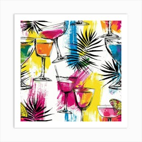 Seamless Pattern With Cocktail Glasses 4 Art Print