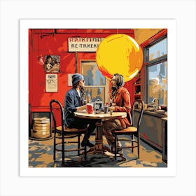 Two People At A Table Art Print