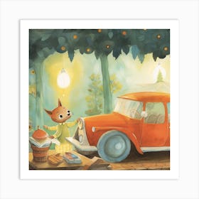 Cat And A Car Art Print