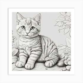 Kitten In The Garden Art Print