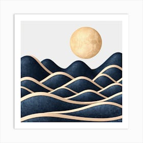 Moon And Waves 64 Art Print