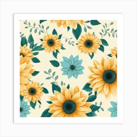 Sunflowers White Background Art Print