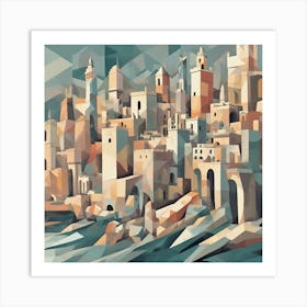 Historical City Cubism Style Art Print