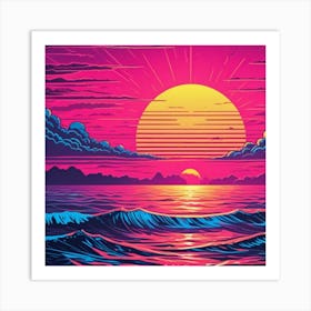 Sunset Over The Ocean Art Print