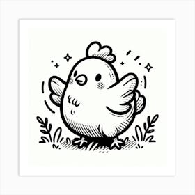 Line Art chicken 1 Art Print