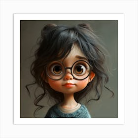 Little Girl With Glasses 1 Art Print