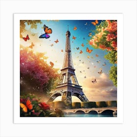 Paris With Butterflies 177 Art Print