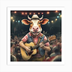 Cow Playing Guitar 7 Art Print