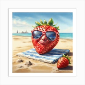 Strawberry On The Beach 1 Art Print