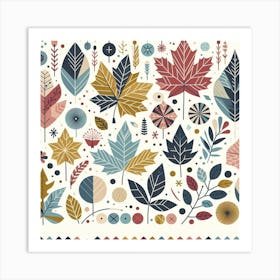 Scandinavian style, colorful Maple Leafs Art Print