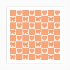 Orange Bow Checkered Print Art Print