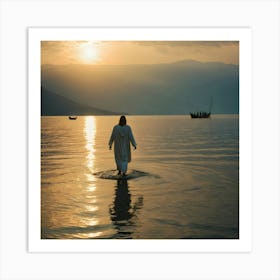 Jesus Walking In The Water 9 Art Print