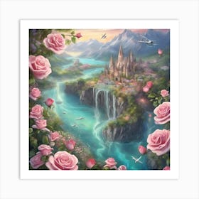 Roses And Castle Art Print