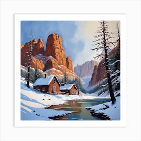 Cabin In The Snow 6 Art Print