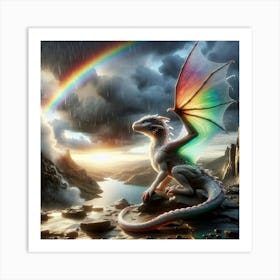 Baby dragon Rain Jewel Art Print