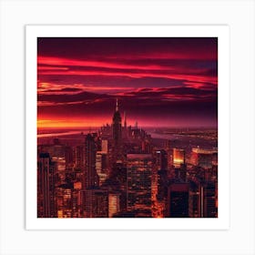 Sunset Over New York City 2 Art Print