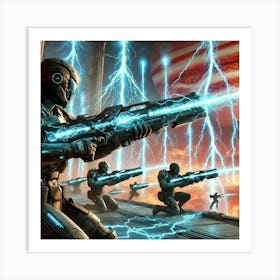 A Sci Fi Depiction Of Lightning Discharge Rifles, Art Print