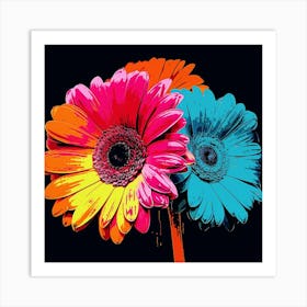 Andy Warhol Style Pop Art Flowers Gerbera Daisy 1 Square Art Print