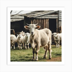 Goats In A Barn Art Print