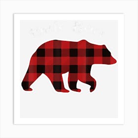 Uncle Bear Men Red Plaid Christmas Pajama Family Gift Art Print