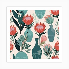 Default Protea Party Collection Of Vases Art 1 Art Print