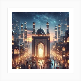 Islamic City At Night 3 Art Print