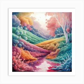 Rainbow In The Forest Art Print