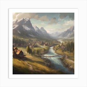 Village In The Mountains Art Print