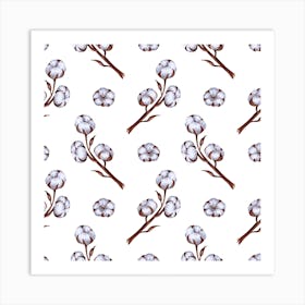 Seamless Pattern from Cotton Flowers Art Print