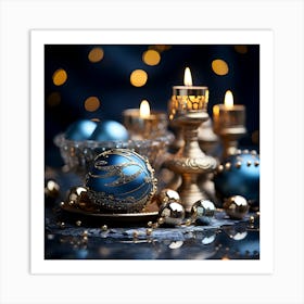 Christmas Background With Candles Art Print